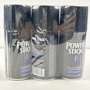 LOT OF 3 CANS Power Stick "Intensity" Deodorant Body Spray 2.8 OZ - BRAND NEW